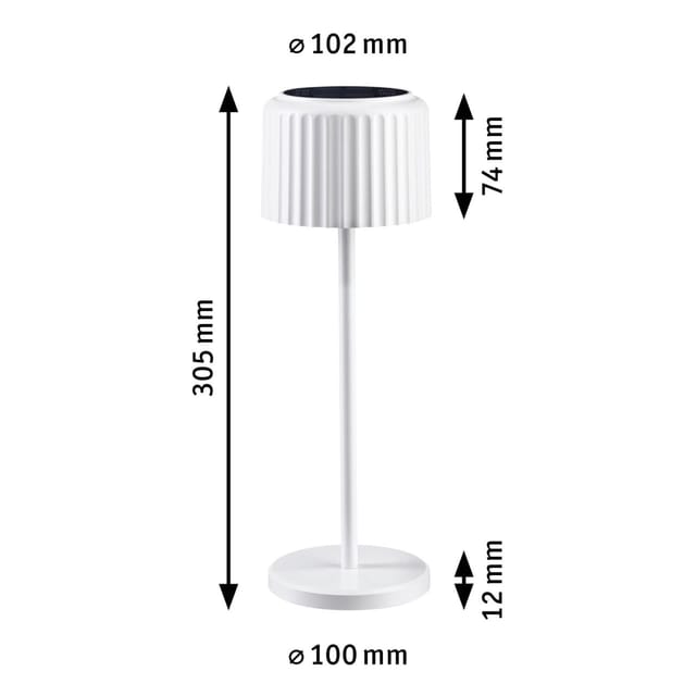 PLM 94879 - Solar Akkuleuchte Else, IP44, dimmbar, 2700K, weiß