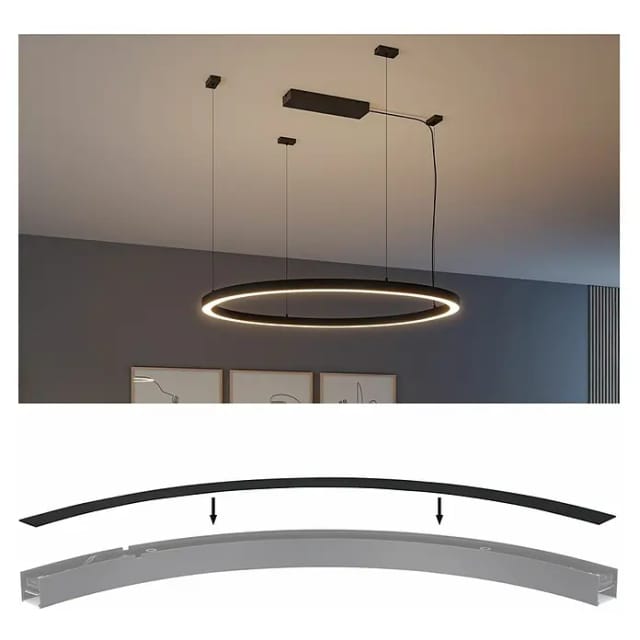 PLM 98227 - Linion Abdeckung, 1 m, kurve, schwarz, kunstoff