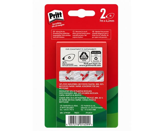 PRITT 9HPRB22 - Korrekturroller, 7 m x 4,2 mm, 2 Stück