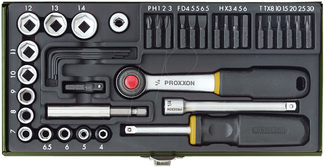 PROXXON 23070 - Steckschlüsselsatz, Multi, 1/4”, 39 -teilig
