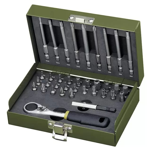 PROXXON 23109 - Feinmechanikersatz mit 1/4''-MICRO-Bit-Ratsche, 36-teilig.