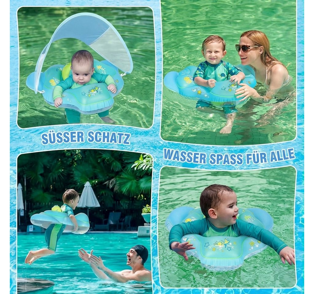 LaCute Schwimmhilfe Baby Schwimmring mit Sitz und abnehmbarem Sonnendach 6–36 Monate (Baby-Schwimmring mit Sitz, Baby-Schwimmring mit Sitz, Sonnendach und Pumpe), Integrierter Sitz, abnehmbares Sonnendach, aufblasbar Bild 2