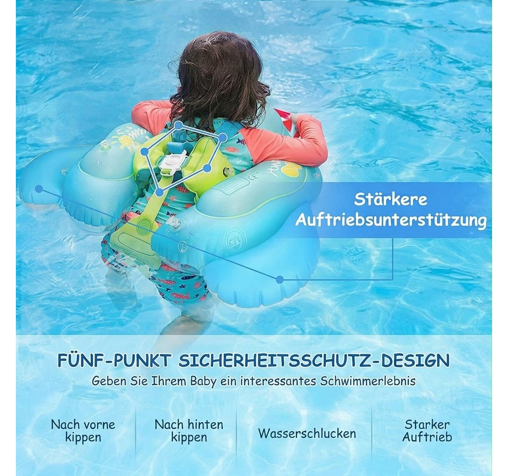 LaCute Schwimmhilfe Baby Schwimmring mit Sitz und abnehmbarem Sonnendach 6–36 Monate (Baby-Schwimmring mit Sitz, Baby-Schwimmring mit Sitz, Sonnendach und Pumpe), Integrierter Sitz, abnehmbares Sonnendach, aufblasbar Bild 5