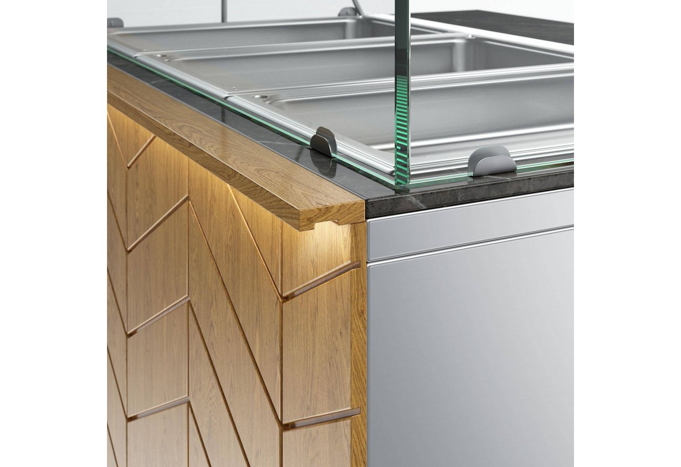 Gastronics Pizzaofen Bain Marie Warmtheke Premium 107 x 80 x 145 cm schwarzer Compact LED