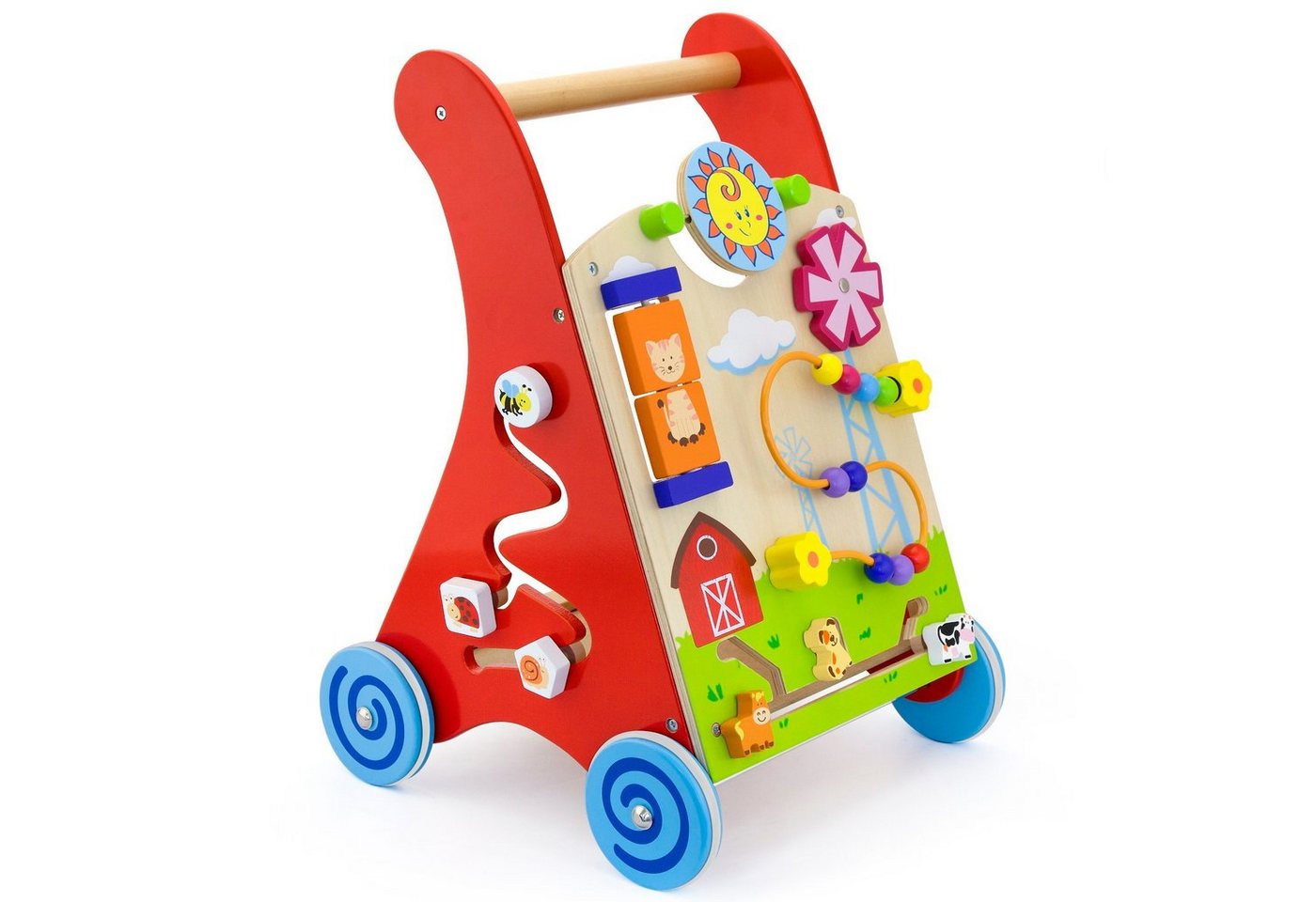 TikTakToo Lauflernwagen Lauflerner, Activity Baby Walker mit Motorikbrett, (Zahnradspiel, Motorikschleife, Spiegel, Spiel-Set), aus FSC-Holz, mit Gummilaufringen und Motorikspielzeug Bild 3