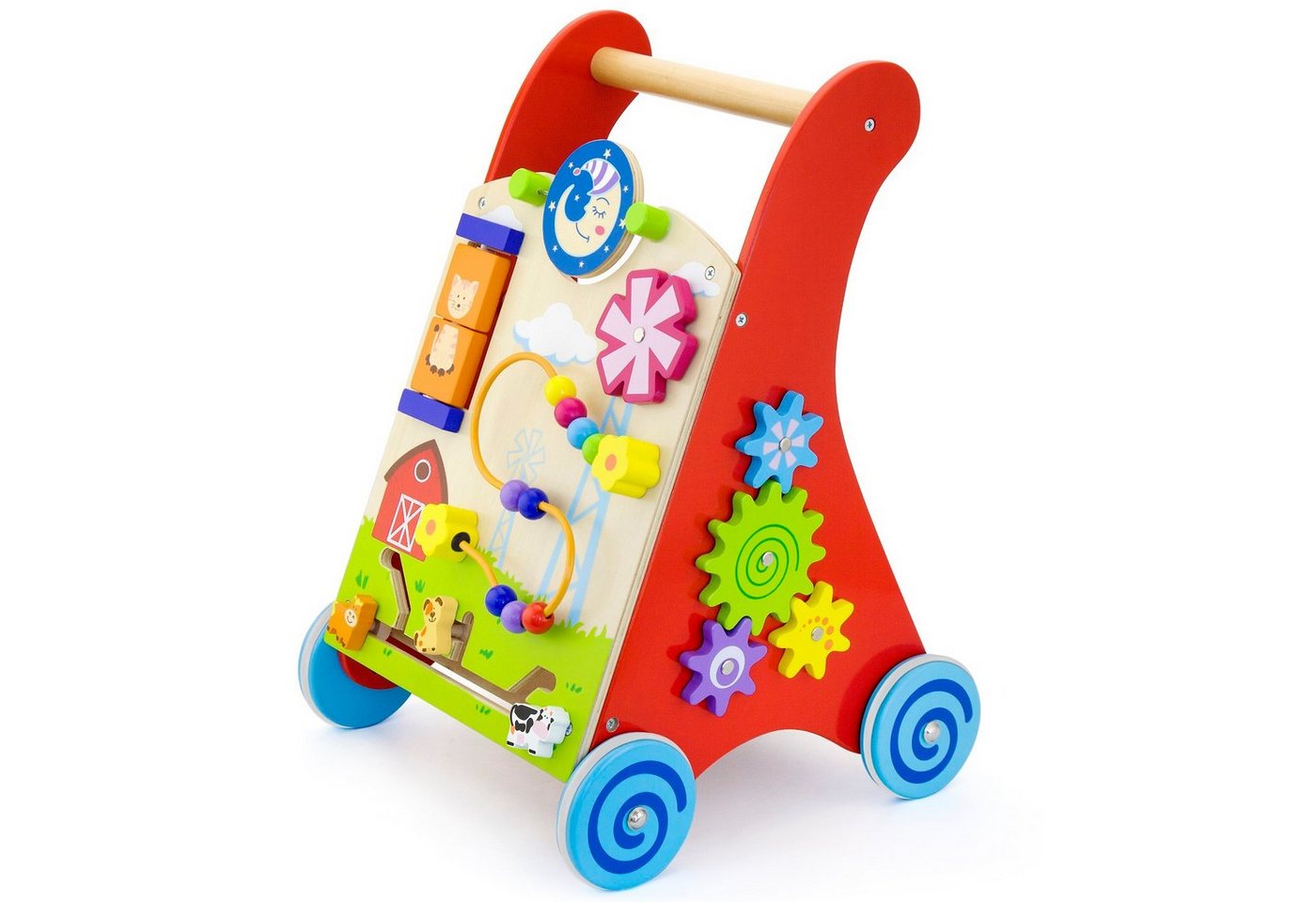 TikTakToo Lauflernwagen Lauflerner, Activity Baby Walker mit Motorikbrett, (Zahnradspiel, Motorikschleife, Spiegel, Spiel-Set), aus FSC-Holz, mit Gummilaufringen und Motorikspielzeug Bild 5