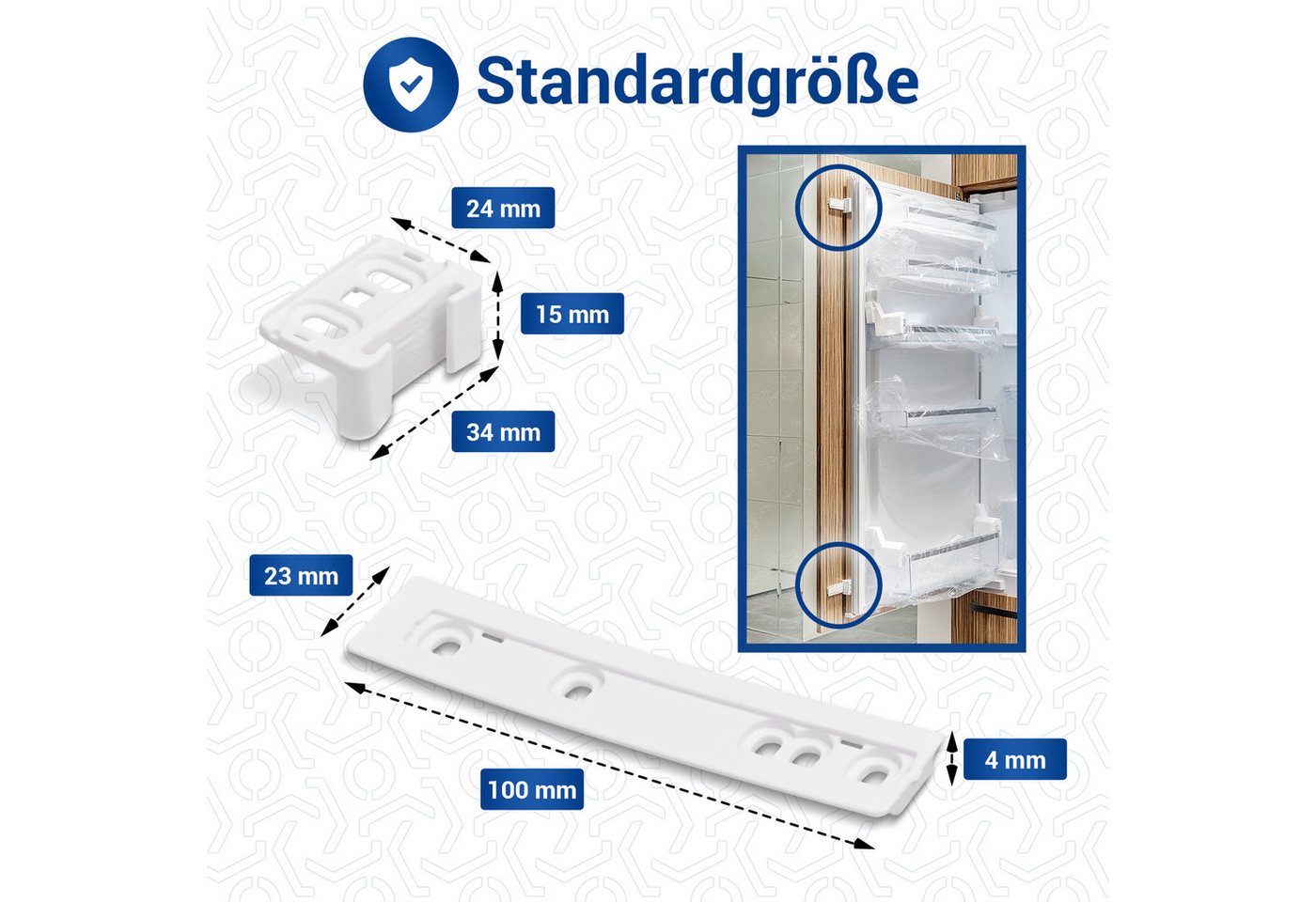 VIOKS Montagezubehör Kühlschrank Türmontageset Ersatz für AEG 223034904/1 (2 St), für Schlepptür Kühlschrank Gefrierschrank