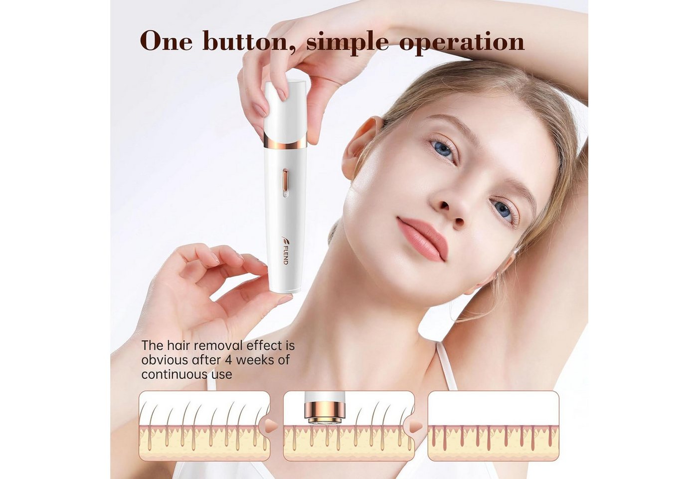 feinlux Epilierer Epilierer,2 in 1Epilierer, Aufsätze: 2 St., Glatter Epilierer Trimmer Reise Set, Haarentfernung für Frauen Beine/Gesicht/Bikini/Arme Bild 5