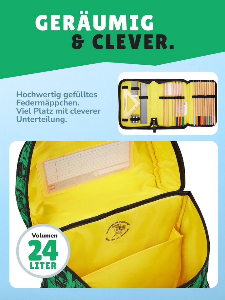 LEGO® Bags Schulranzen Lego Ninjago Schultasche Easy Green ab der 1. Klasse (Set, 8-tlg., inkl. Ninjago Brotdose, Trinkflasche und Sporttasche), ergonomisch, 790 Gramm leicht, mit Brustgurt, Ninja Lloyd Bild 2