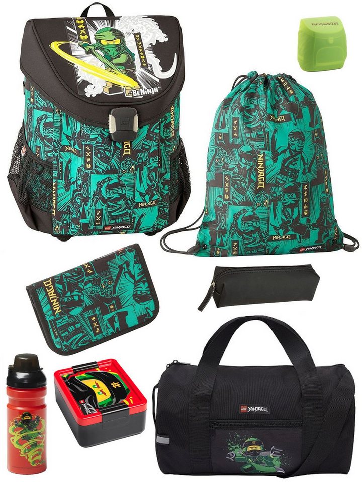LEGO® Bags Schulranzen Lego Ninjago Schultasche Easy Green ab der 1. Klasse (Set, 8-tlg., inkl. Ninjago Brotdose, Trinkflasche und Sporttasche), ergonomisch, 790 Gramm leicht, mit Brustgurt, Ninja Lloyd Bild 5