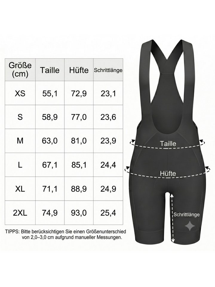 Wulibike Fahrradhose Radhose Damen Trägerhose V-Träger 3D Polster 3 Taschen Reflektierend (1-tlg) V-förmige Kreuzträger für druckfreien Tragekomfort Bild 2