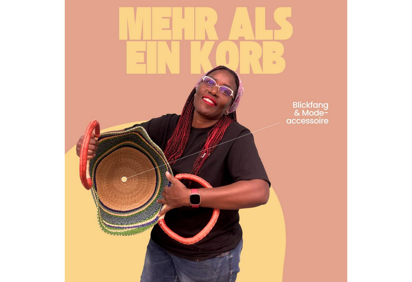 maishameanslife Einkaufskorb Bolga Bag - Taifa - U-Form, Kunstvoll geflochtene Bolga Körbe – Charakterstücke voller Tradition Bild 5