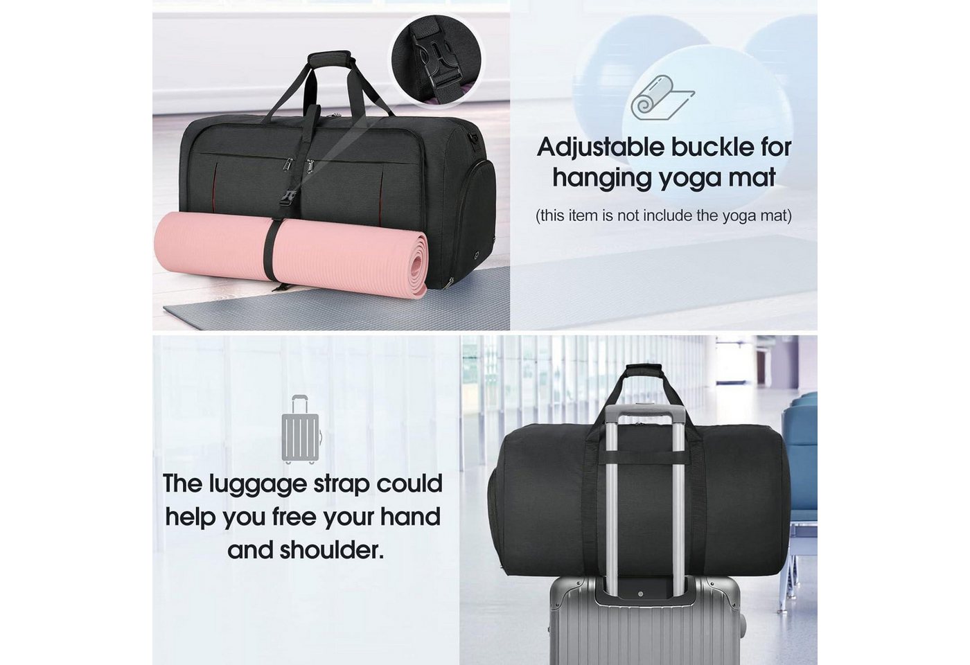 LuxusKollektion Reisetasche Faltbare Reisetasche 80L Sporttasche Damen Herren mit Schuhfach
