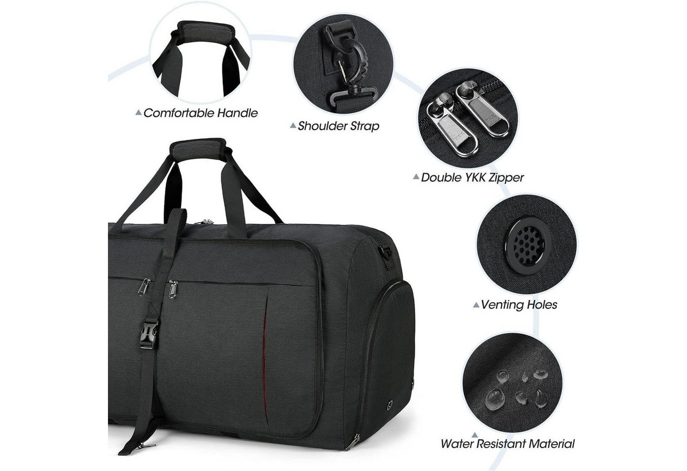 LuxusKollektion Reisetasche Faltbare Reisetasche 80L Sporttasche Damen Herren mit Schuhfach Bild 3