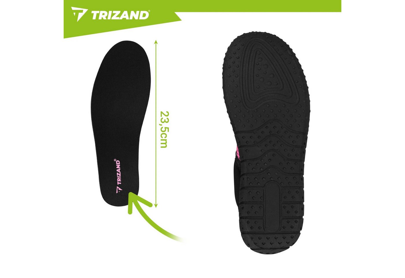 Trizand Badeschuhe Strandschuhe Wassersportschuhe Wasserschuh (Spar-Set, 1-tlg., 36) rutschfest, 5 mm Sohle, schnelltrocknend, Mesh