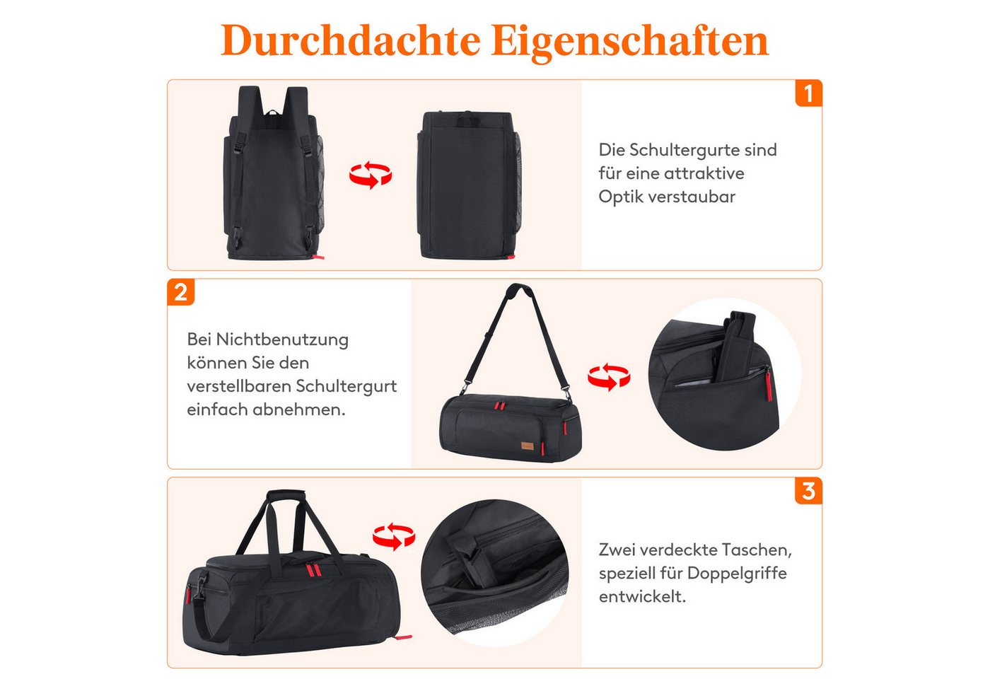 Lifewit Sportrucksack Sporttasche Herren, Reisetasche Rucksack mit Schuhfach und Nassfach