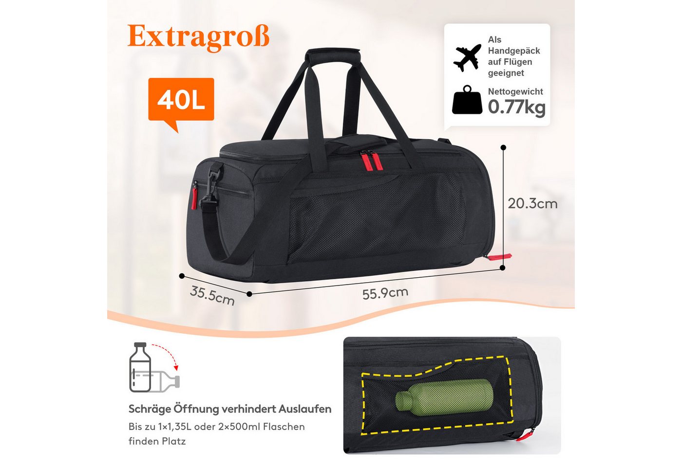 Lifewit Sportrucksack Sporttasche Herren, Reisetasche Rucksack mit Schuhfach und Nassfach Bild 2