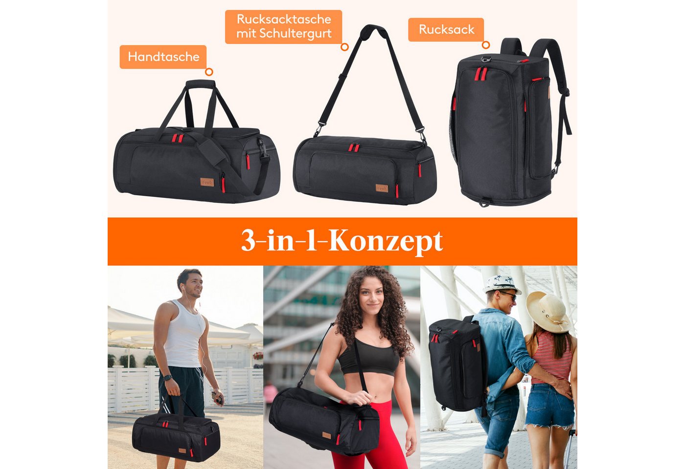 Lifewit Sportrucksack Sporttasche Herren, Reisetasche Rucksack mit Schuhfach und Nassfach Bild 5