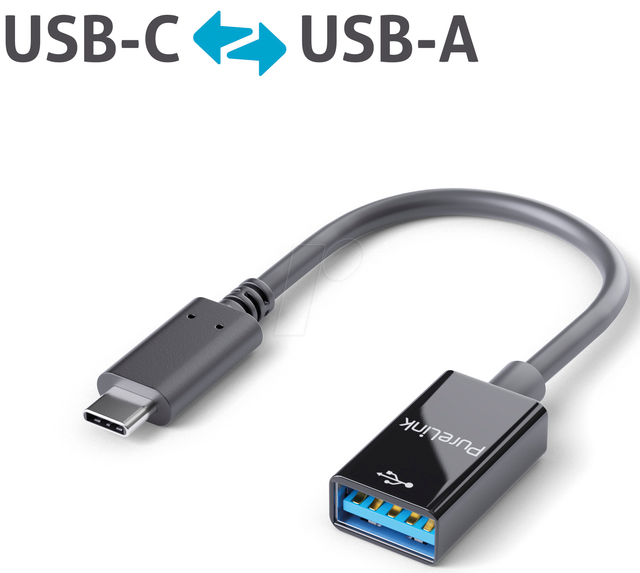 PURE IS231 - USB 3.0 Adapter, iSerie, C Stecker auf A Buchse, schwarz, 0,1 m