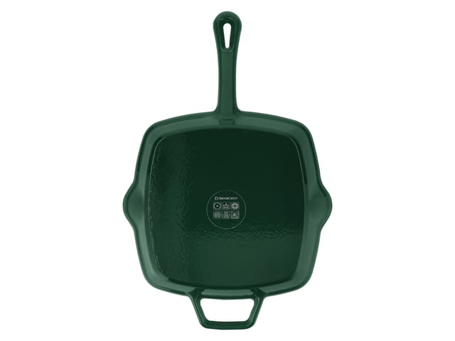 SILVERCREST® Premium-Gusseisengrillpfanne / Premium-Gusseisenpfanne (Eckig, Grün)