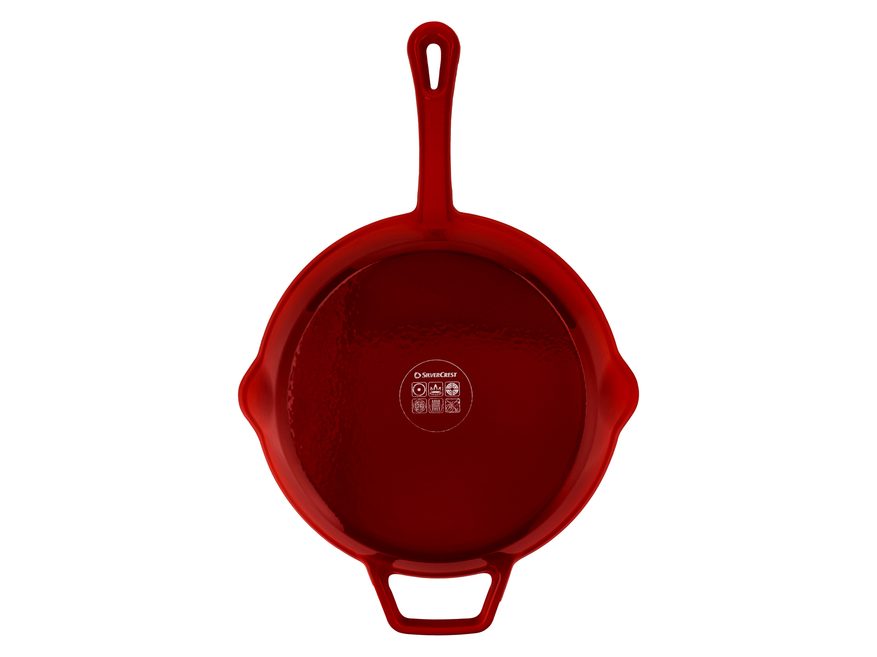 SILVERCREST® Premium-Gusseisengrillpfanne / Premium-Gusseisenpfanne (Rund, Rot)