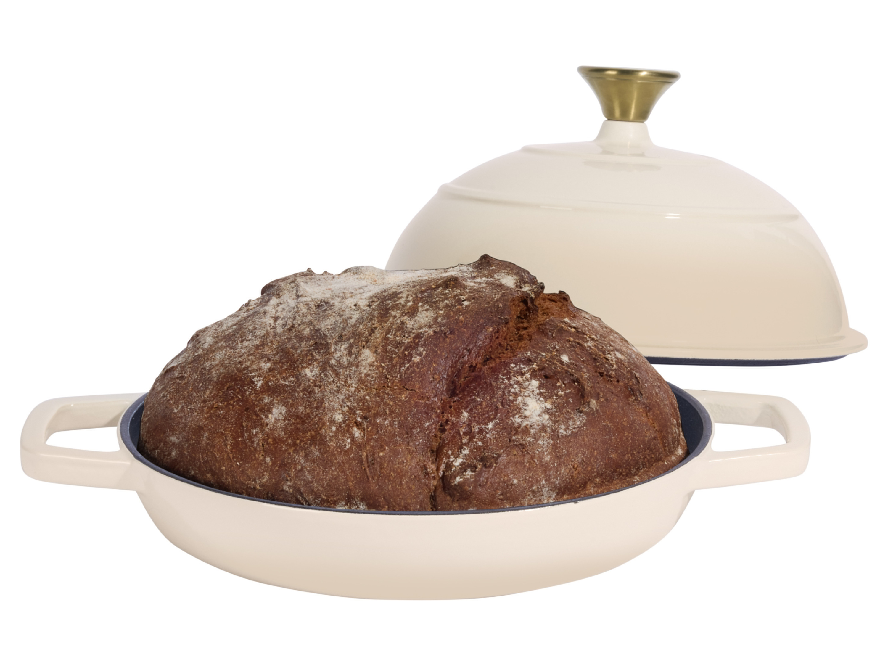 SILVERCREST® Premium-Gusseisenbrottopf / Premium-Gusseisenbrotbackform (Rund, Beige) Bild 2