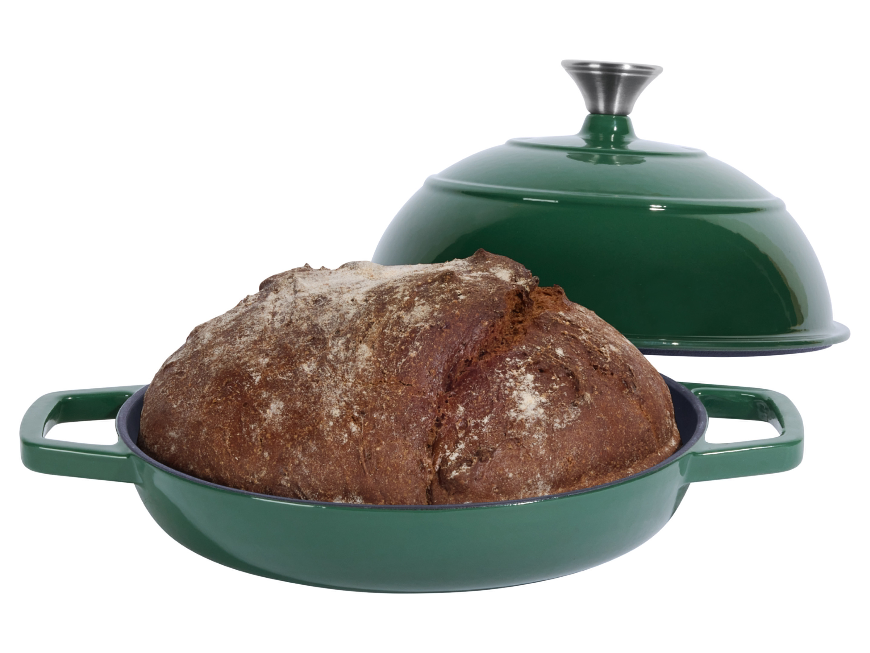 SILVERCREST® Premium-Gusseisenbrottopf / Premium-Gusseisenbrotbackform (Rund, Grün)