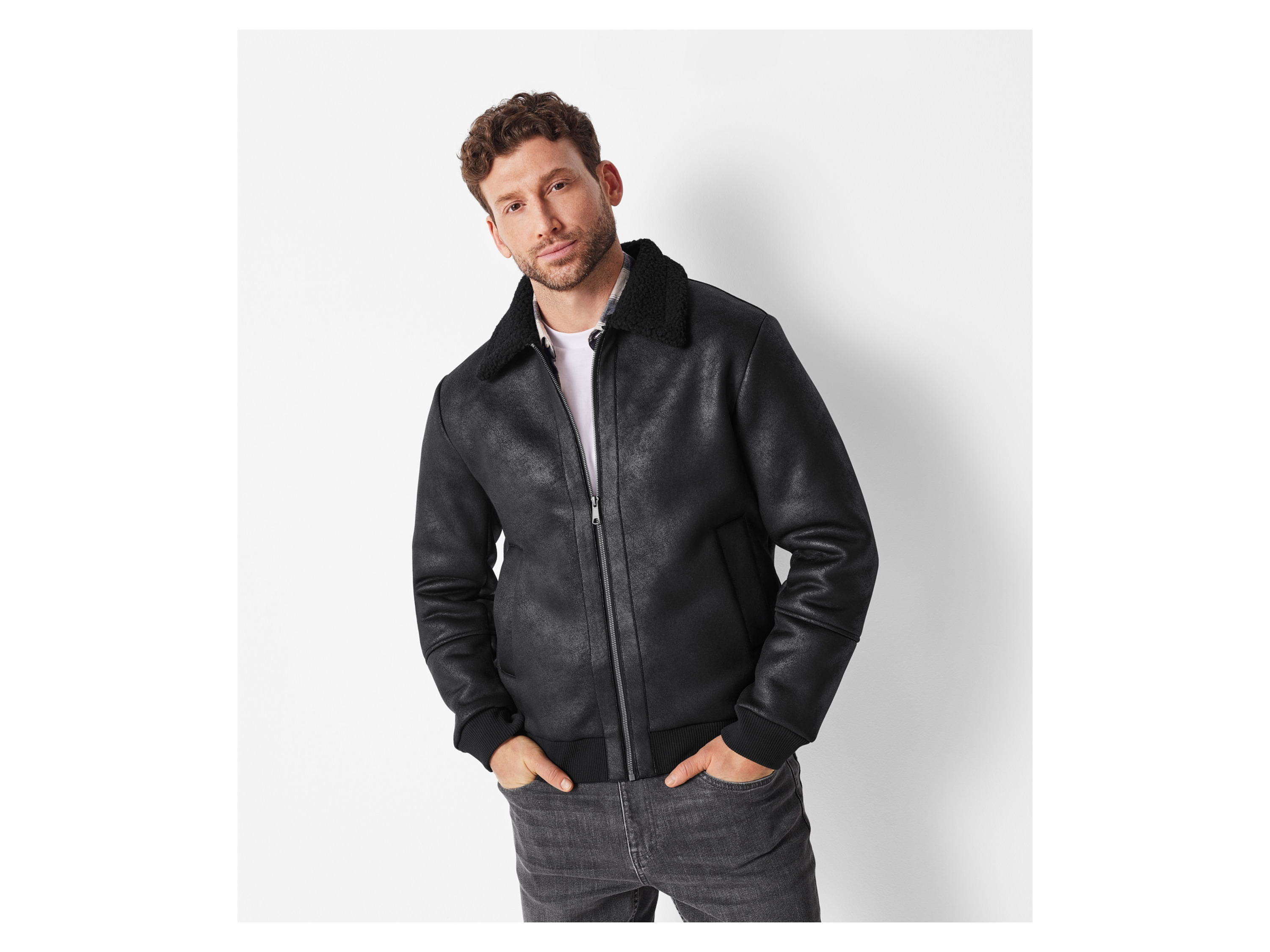 ESMARA MEN Herren Bikerjacke (Schwarz, M (48/50))