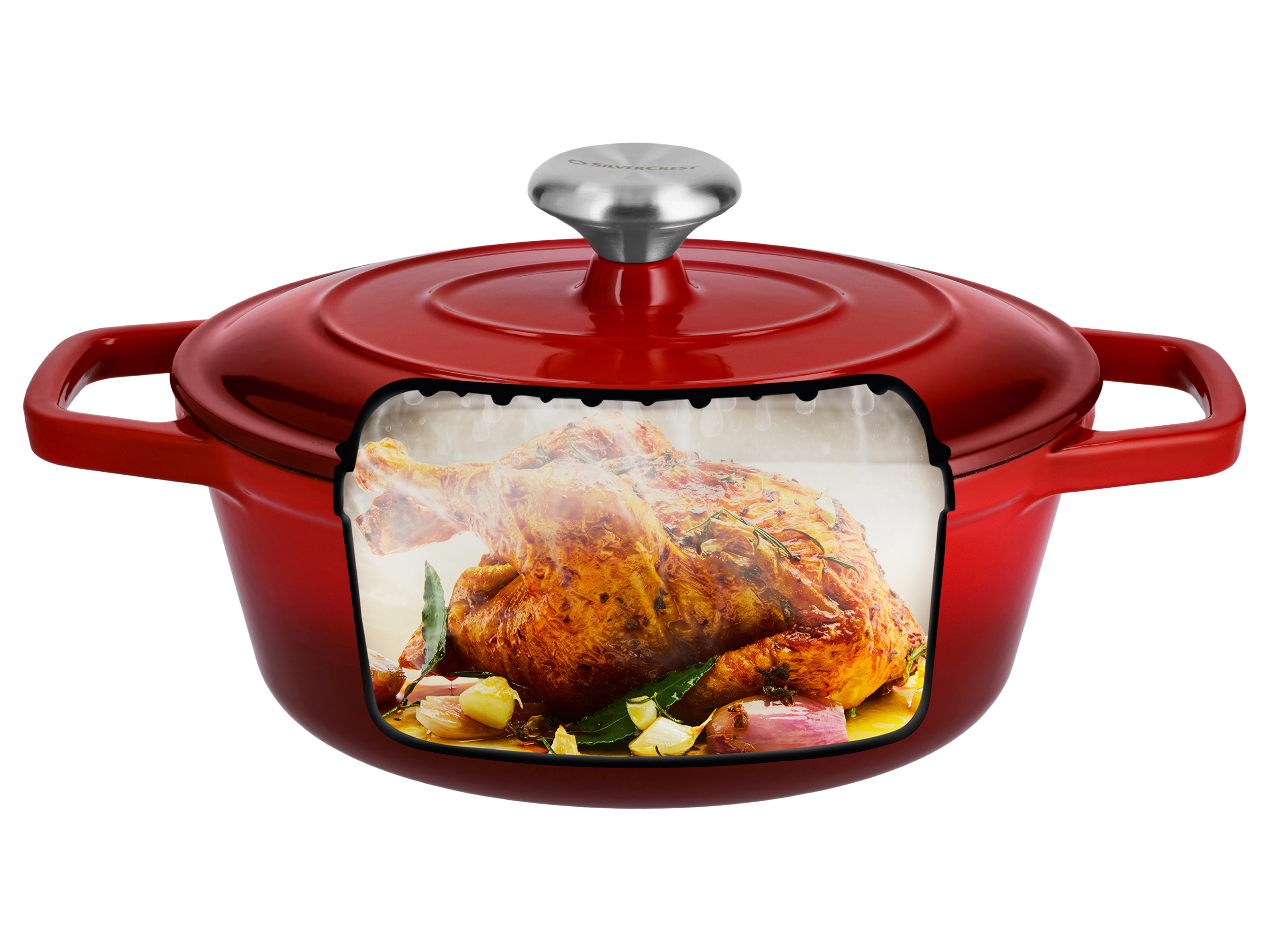 SILVERCREST® Premium Gusseisenbräter, Ø 24 cm (Rot) Bild 3