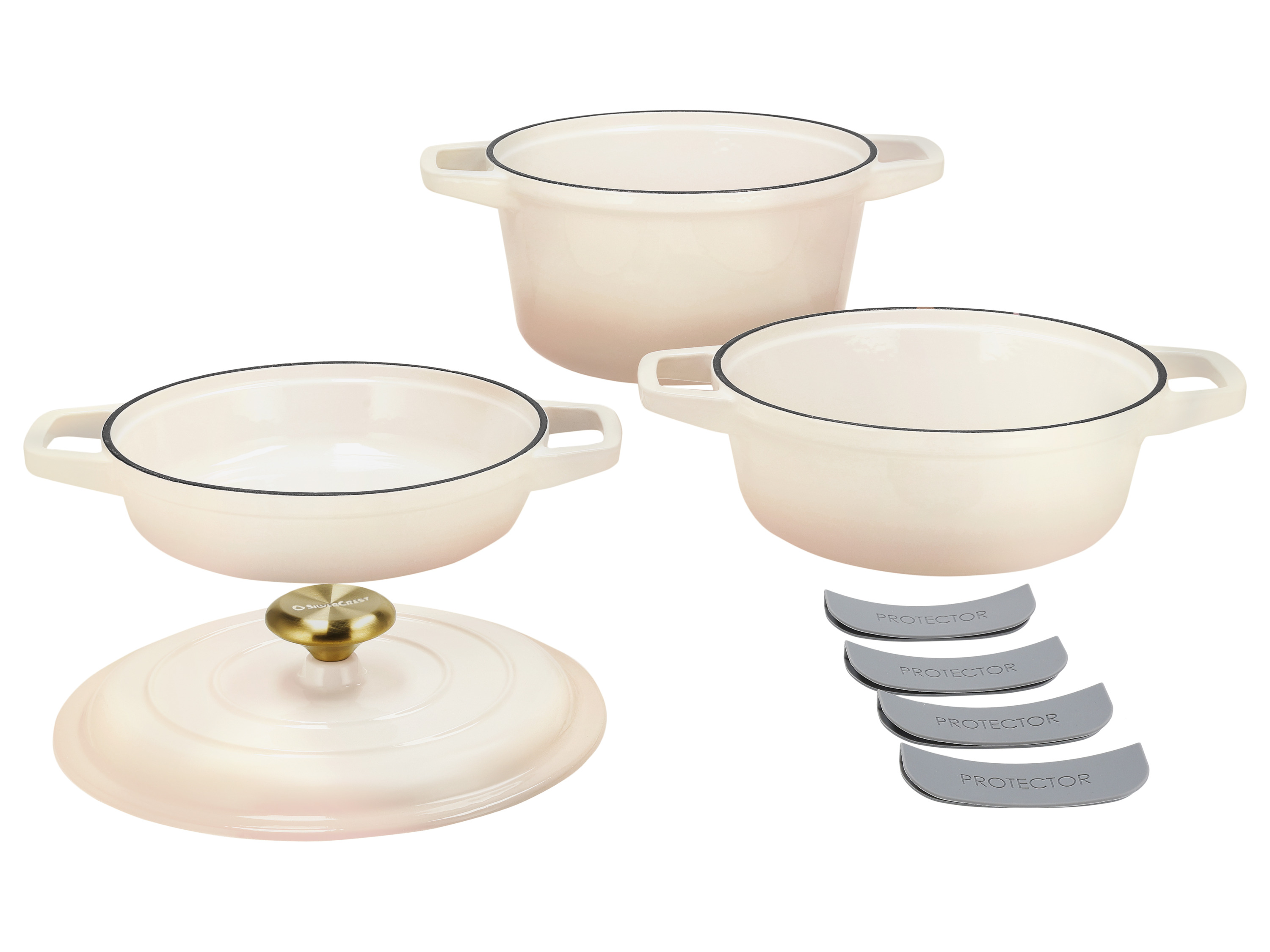 SILVERCREST® Premium-Gusseisentopf-Set, 1,9 l / 2,9 l / 4,2 l (Beige) Bild 3