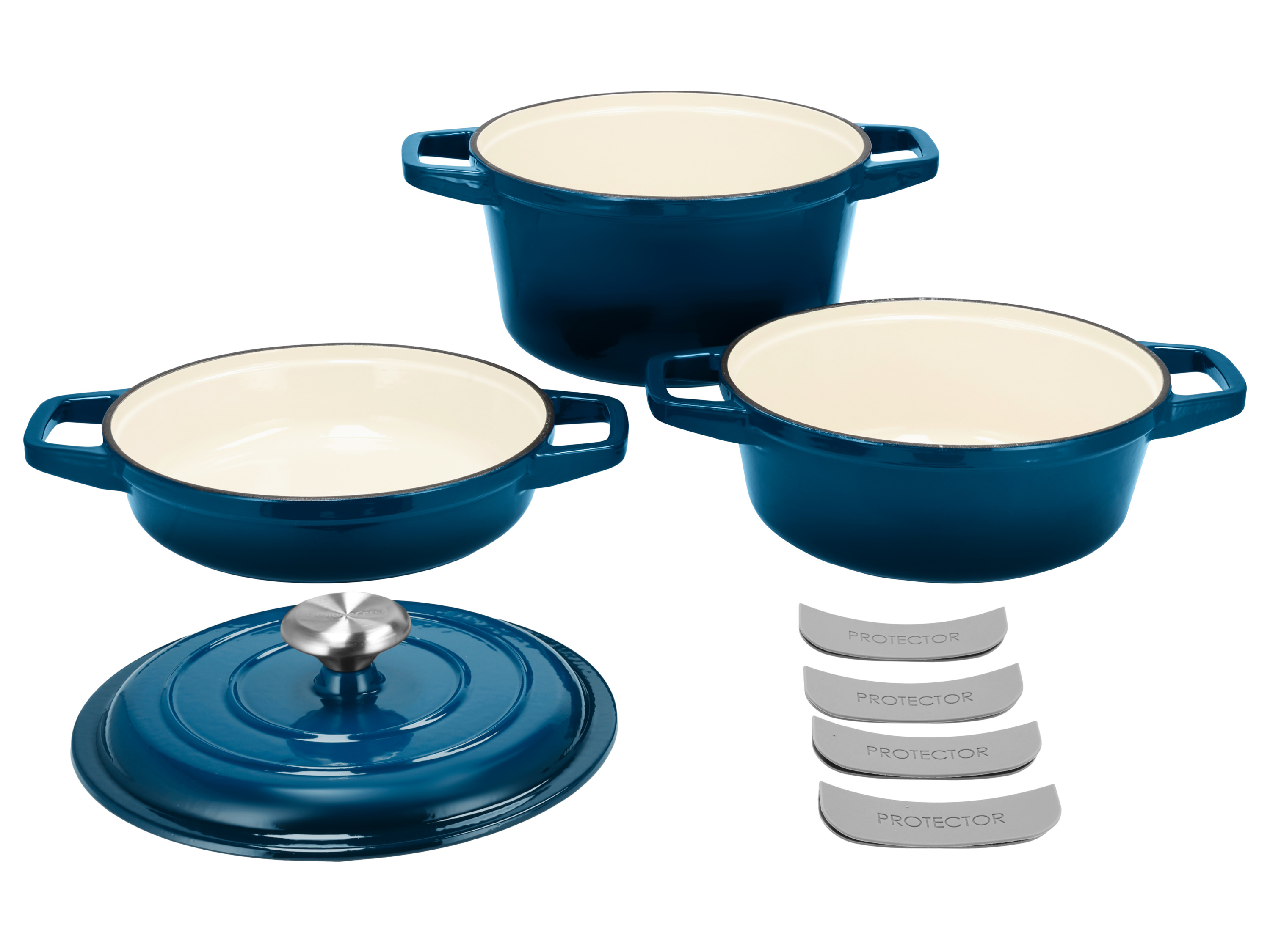 SILVERCREST® Premium-Gusseisentopf-Set, 1,9 l / 2,9 l / 4,2 l (Dunkelblau) Bild 2