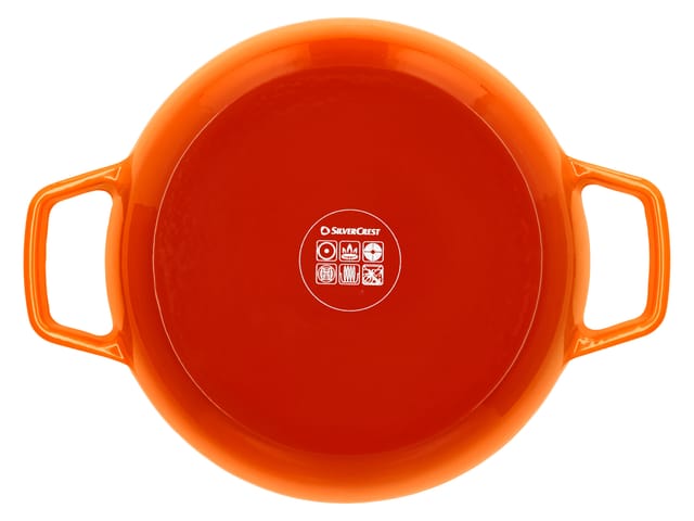 SILVERCREST® Premium-Gusseisenbrottopf / Premium-Gusseisenbrotbackform (Rund, Orange)