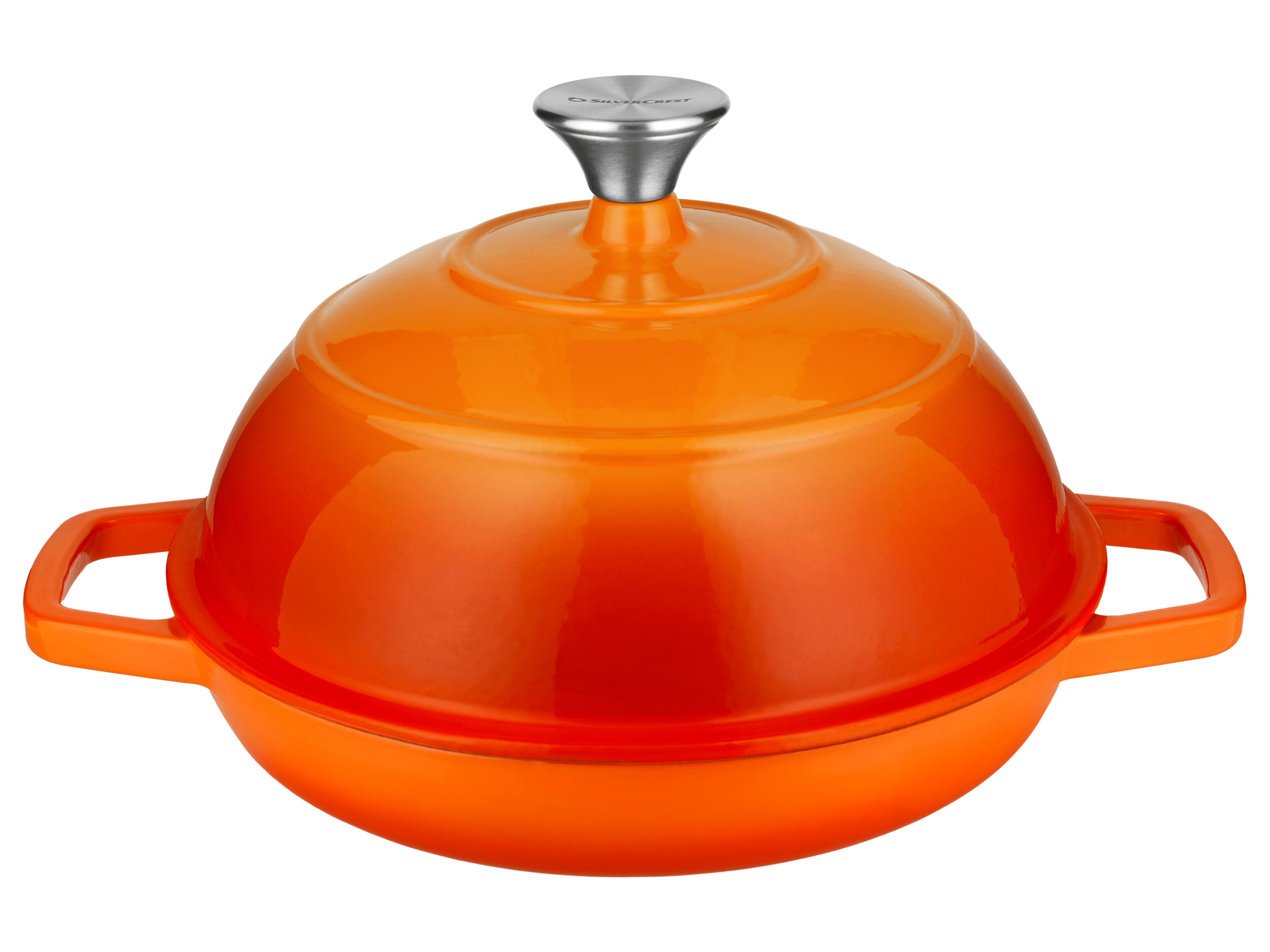 SILVERCREST® Premium-Gusseisenbrottopf / Premium-Gusseisenbrotbackform (Rund, Orange) Bild 2