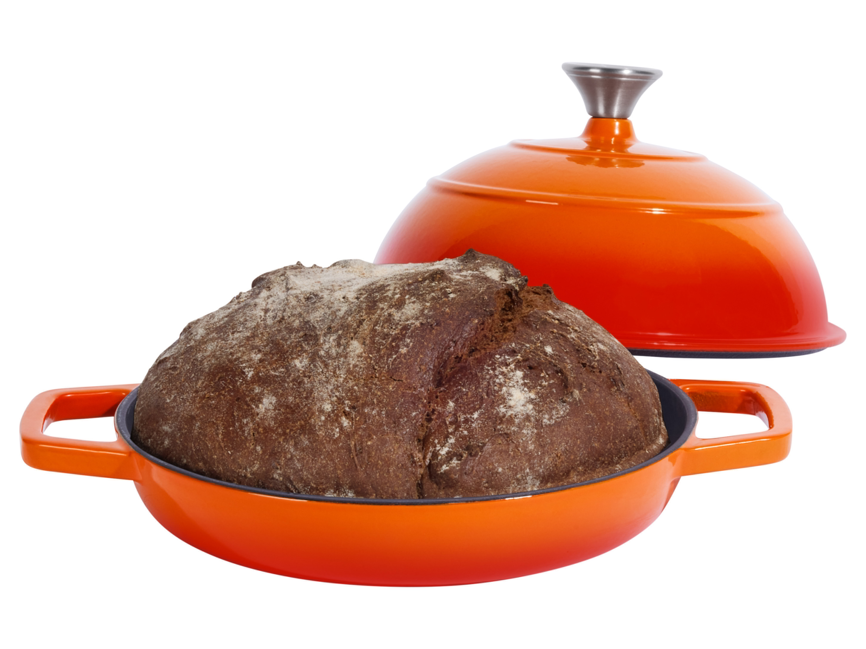 SILVERCREST® Premium-Gusseisenbrottopf / Premium-Gusseisenbrotbackform (Rund, Orange) Bild 4
