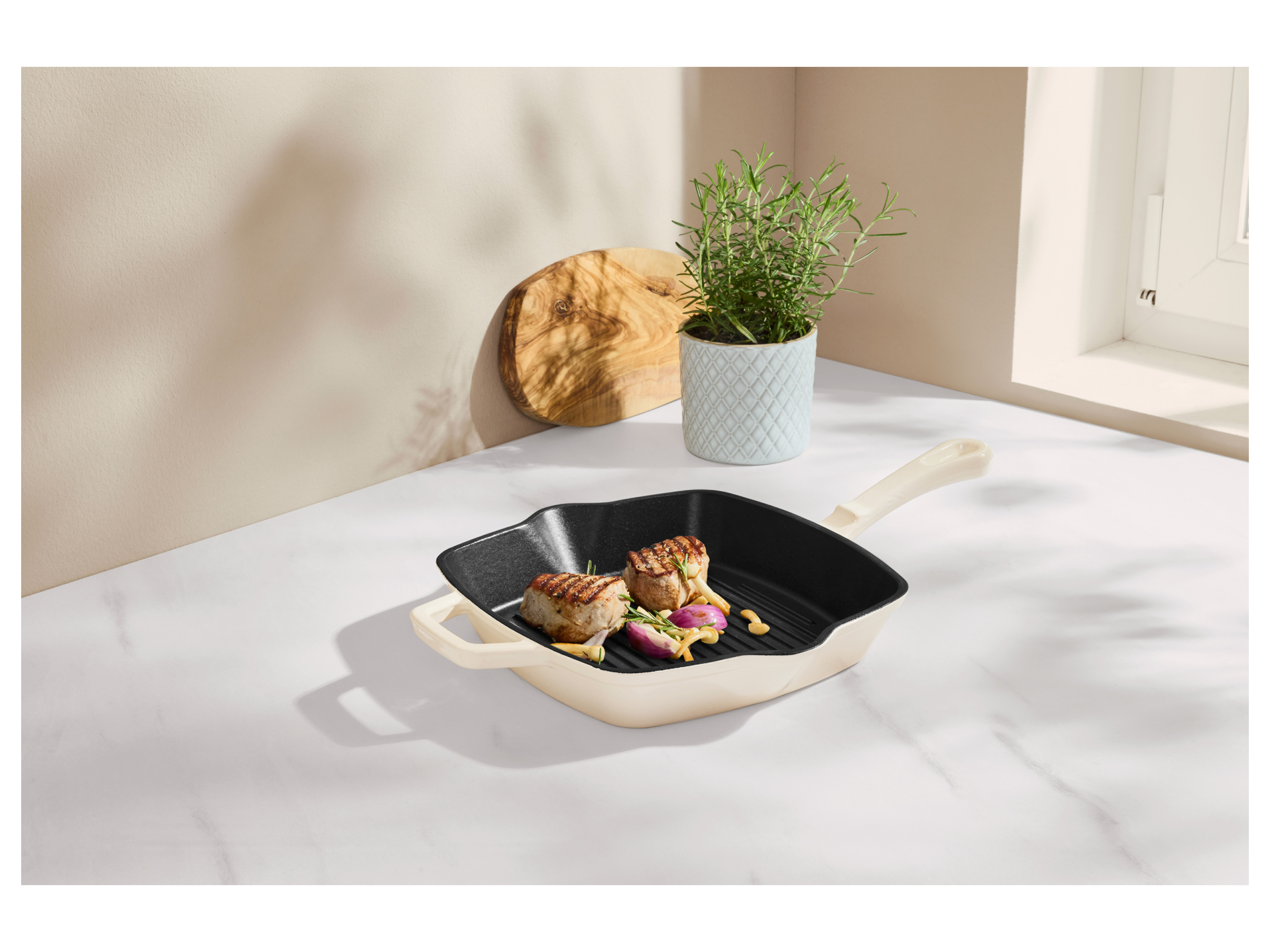 SILVERCREST® Premium-Gusseisengrillpfanne / Premium-Gusseisenpfanne (Eckig, Creme) Bild 4