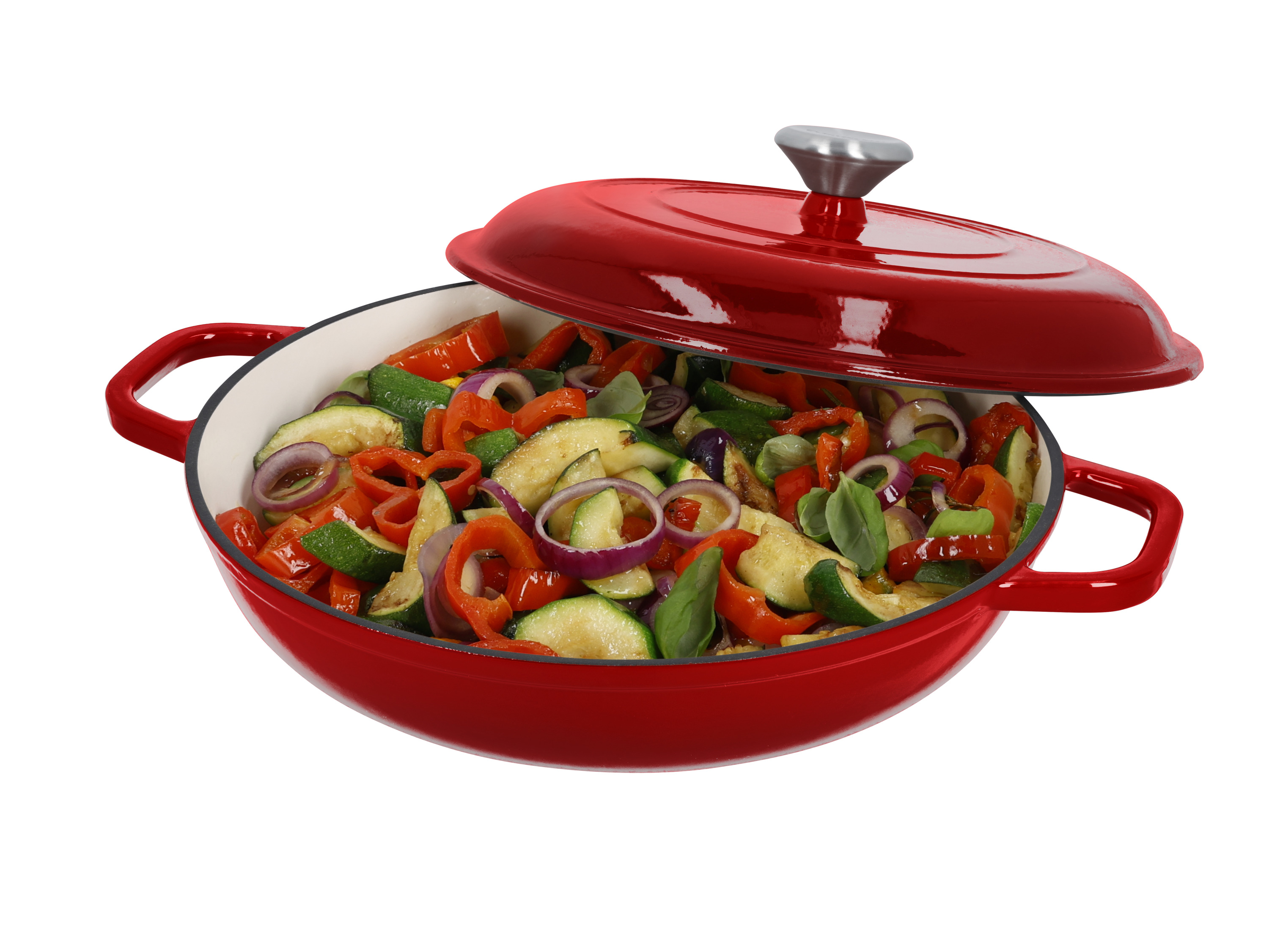 SILVERCREST® Premium-Gusseisenservierpfanne, Ø 30 cm (Rot)