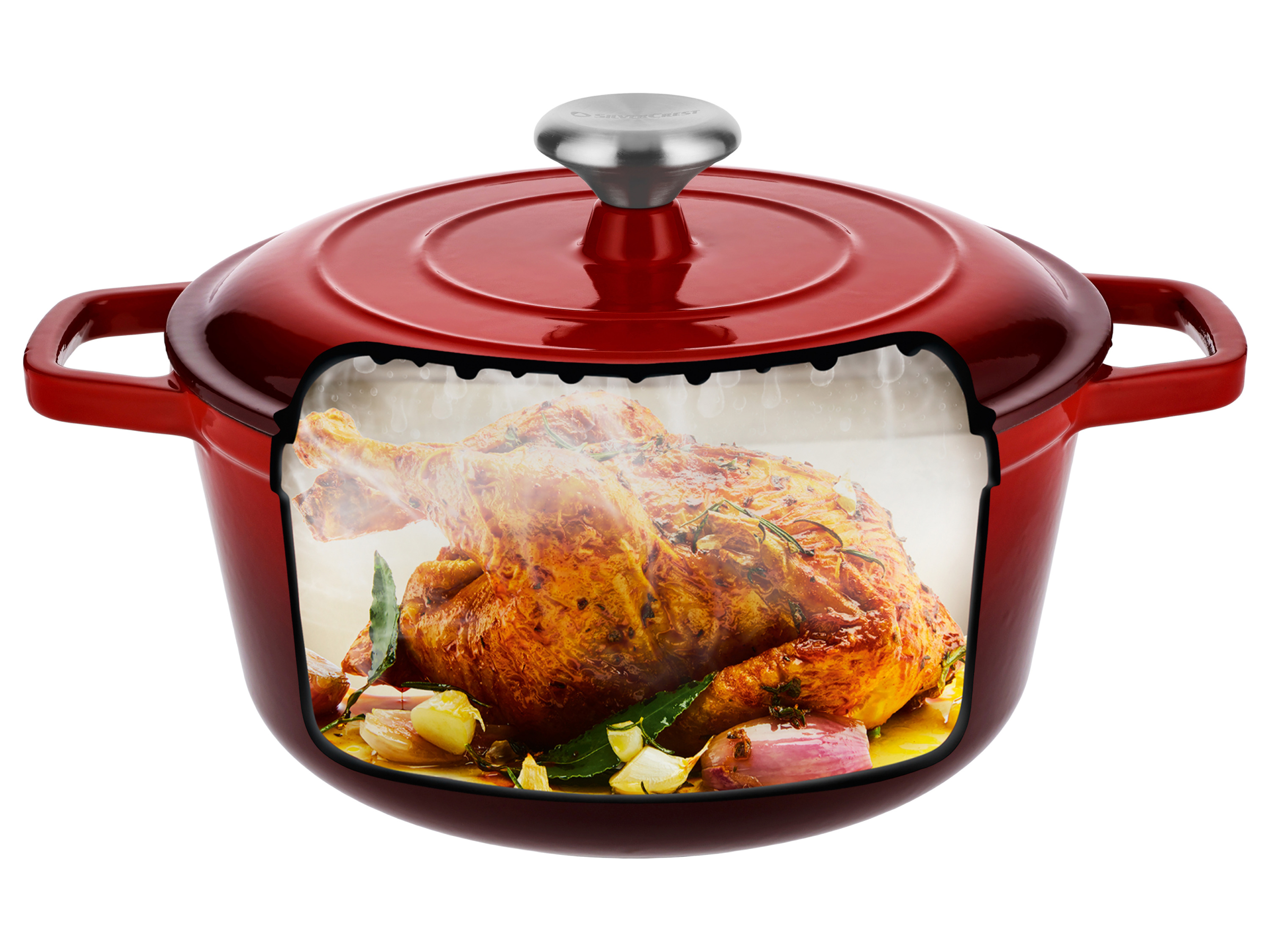 SILVERCREST® Premium Gusseisentopf, Ø 25 cm (Rot) Bild 2