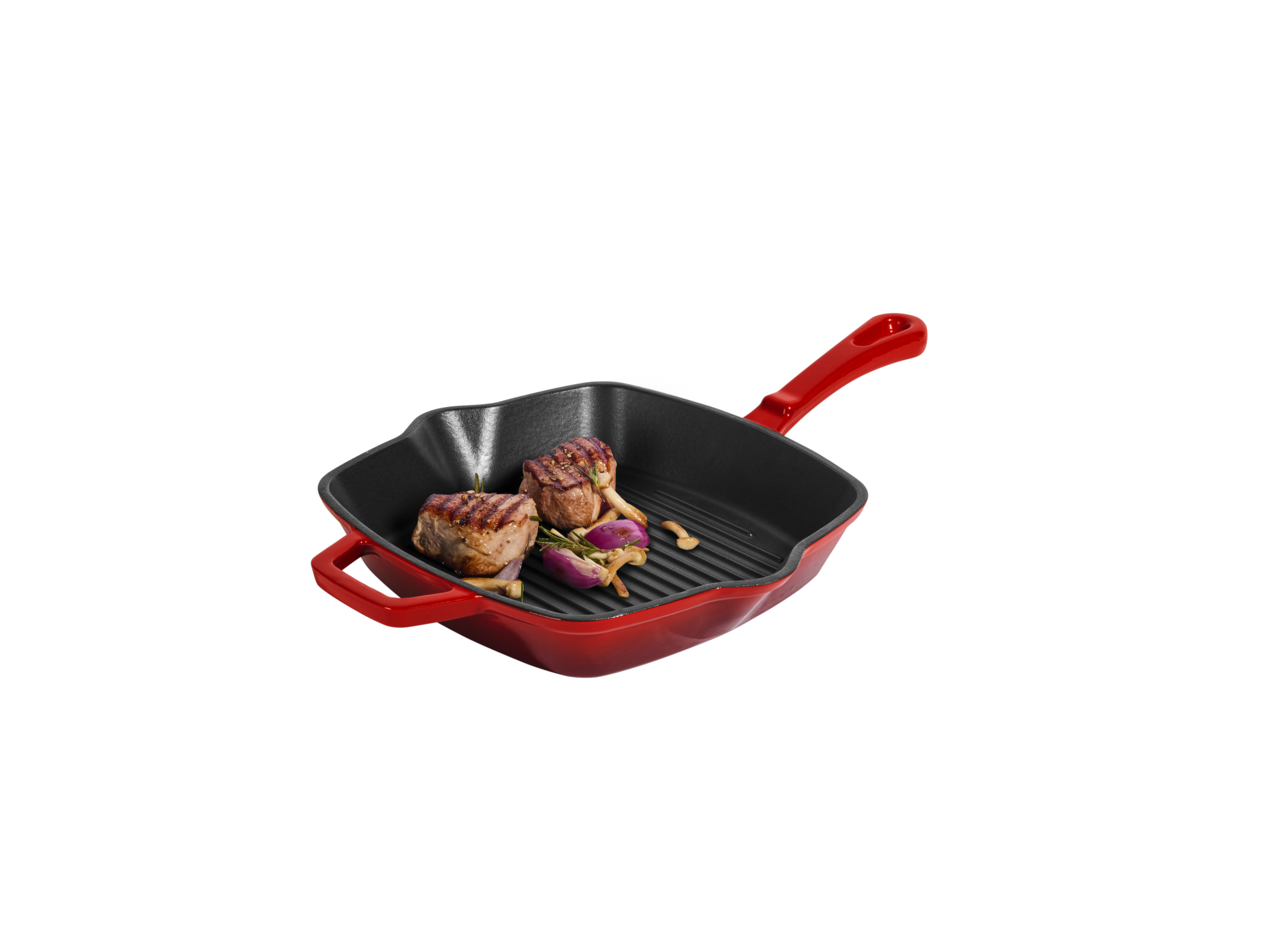 SILVERCREST® Premium-Gusseisengrillpfanne / Premium-Gusseisenpfanne (Eckig, Rot)