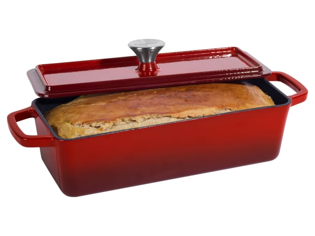 SILVERCREST® Premium-Gusseisenbrottopf / Premium-Gusseisenbrotbackform (Rechteckig, Rot)