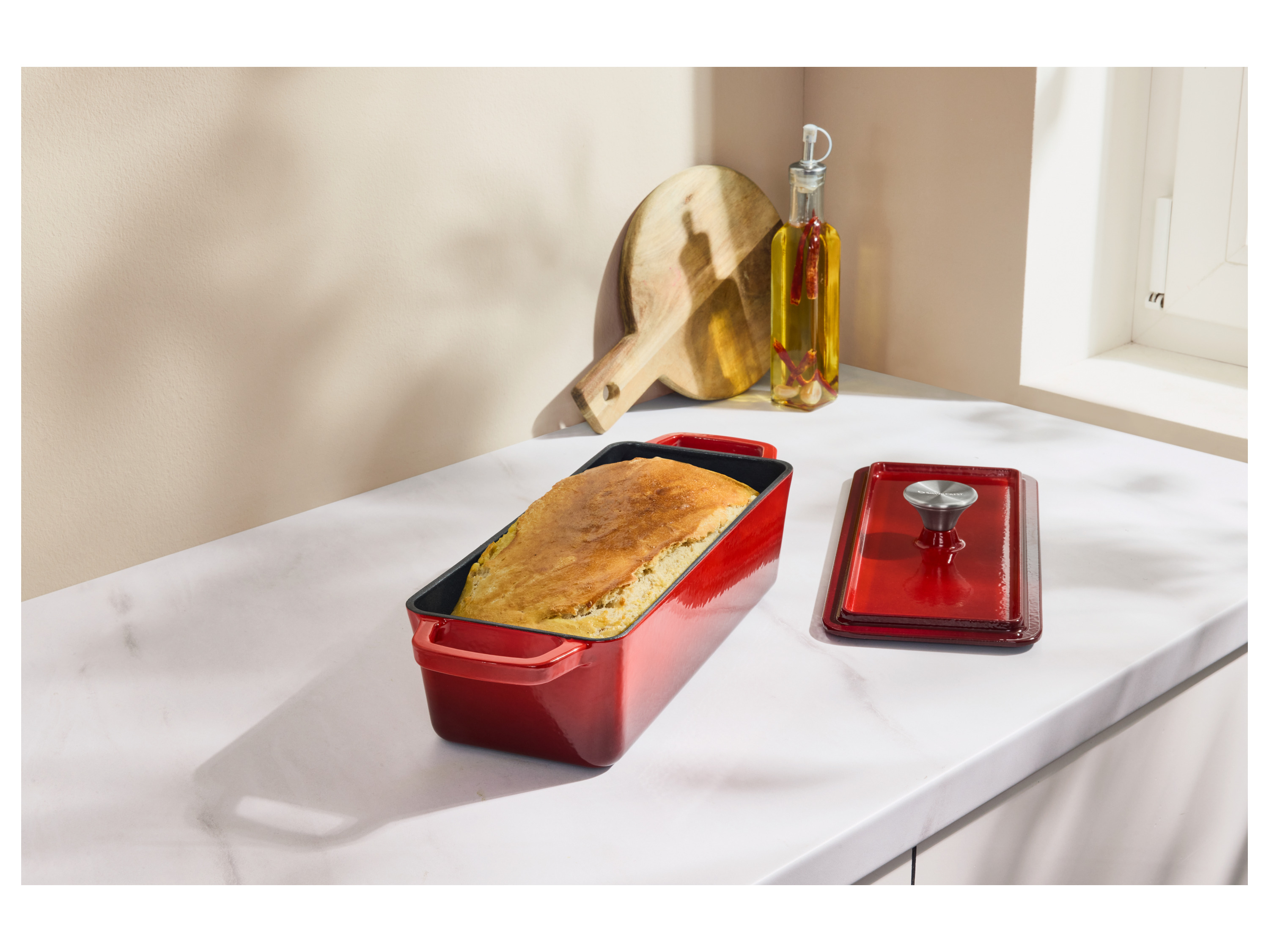 SILVERCREST® Premium-Gusseisenbrottopf / Premium-Gusseisenbrotbackform (Rechteckig, Rot) Bild 4