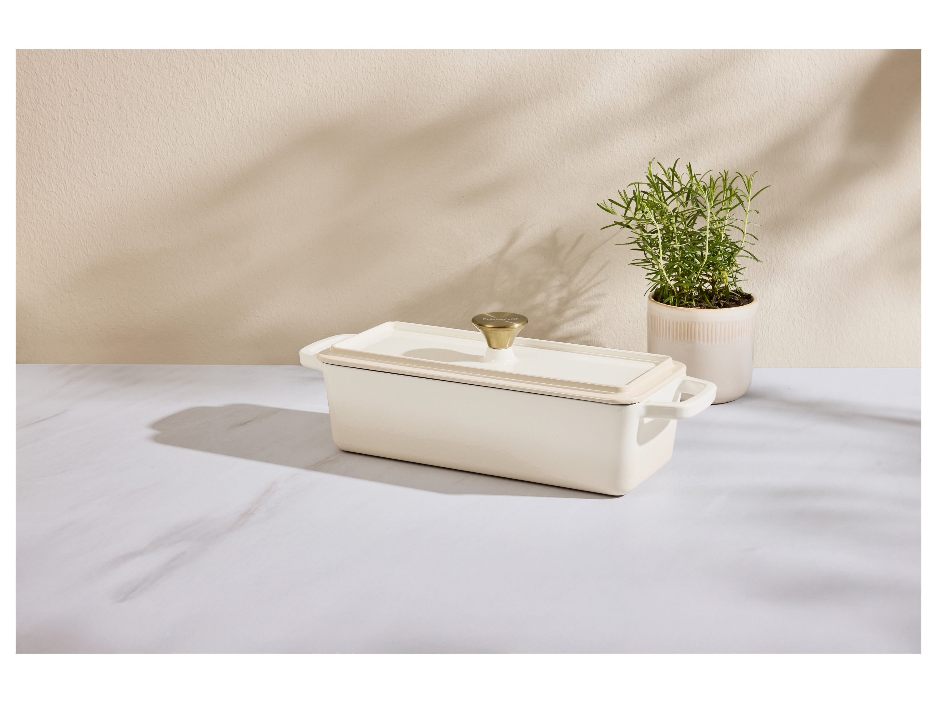 SILVERCREST® Premium-Gusseisenbrottopf / Premium-Gusseisenbrotbackform (Rechteckig, Beige) Bild 2