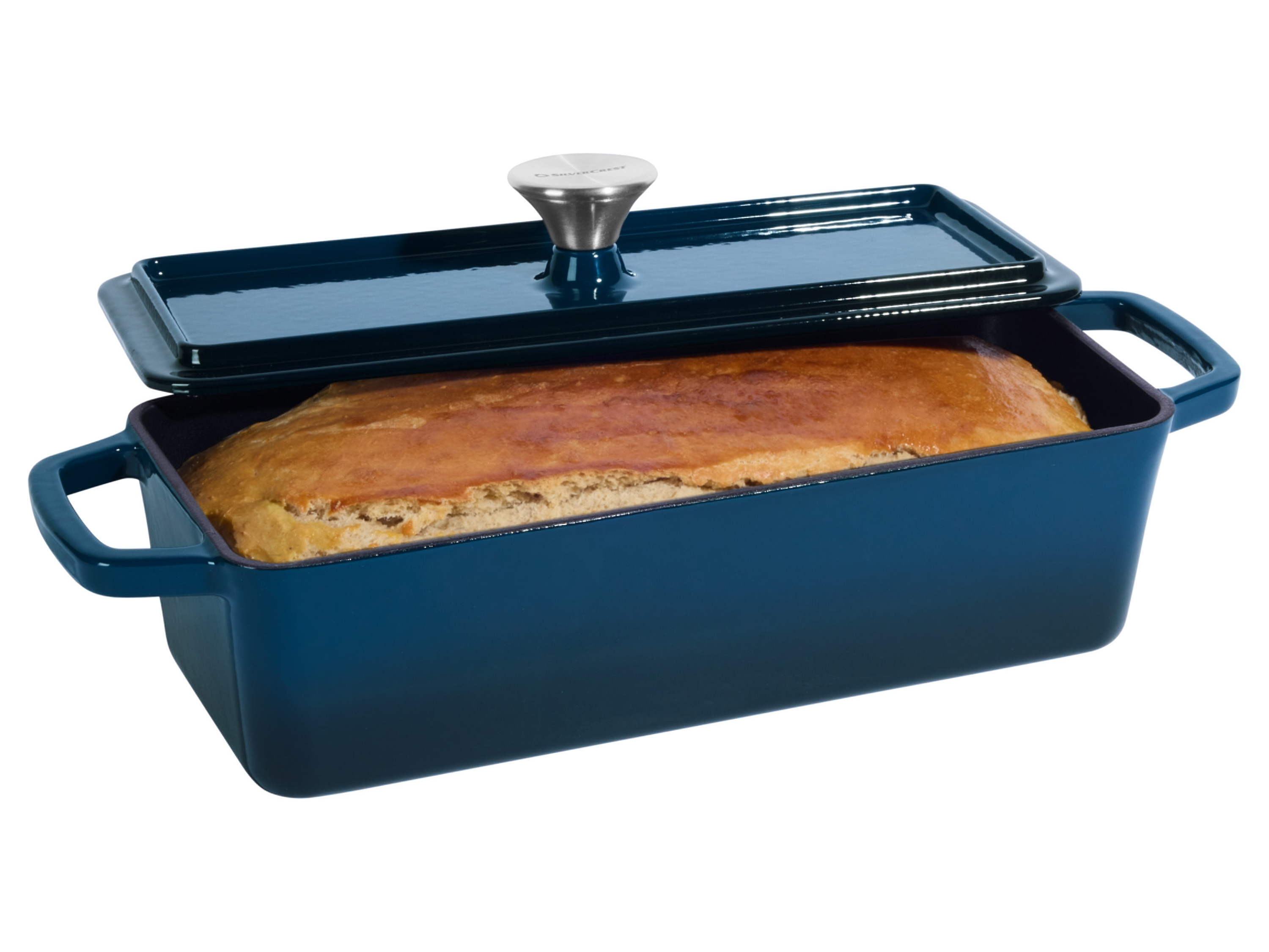 SILVERCREST® Premium-Gusseisenbrottopf / Premium-Gusseisenbrotbackform (Rechteckig, Blau)