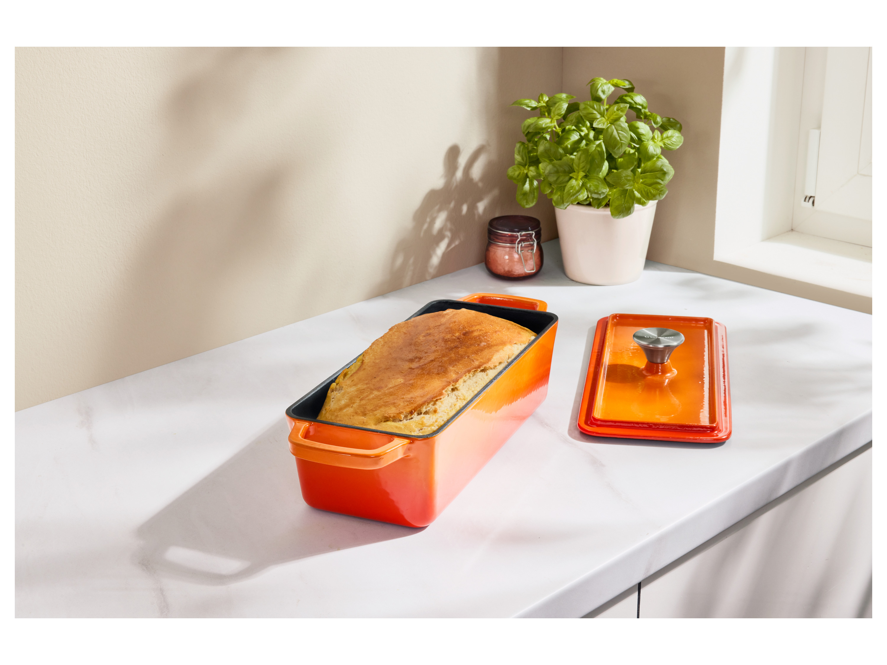 SILVERCREST® Premium-Gusseisenbrottopf / Premium-Gusseisenbrotbackform (Rechteckig, Orange) Bild 2