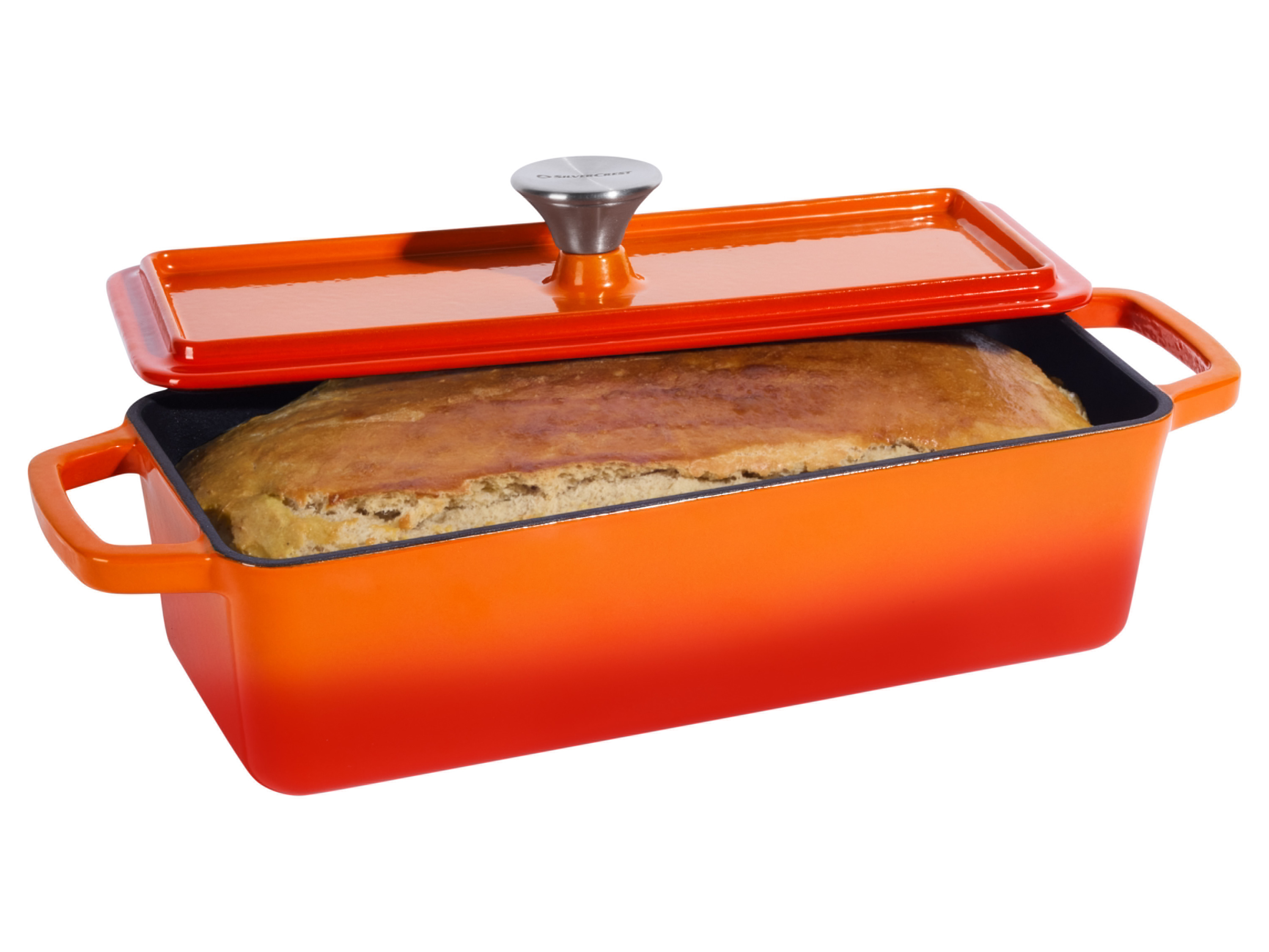 SILVERCREST® Premium-Gusseisenbrottopf / Premium-Gusseisenbrotbackform (Rechteckig, Orange) Bild 3