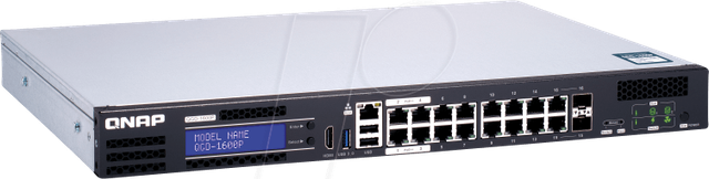 QNAP QGD-1600P8G - Switch, 16-Port, Gigabit Ethernet, PoE++, RJ45/SFP