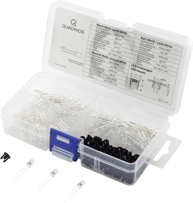 QUAD 1801O013 - LED Set - 3 mm LED und Fassungen 170 Teile