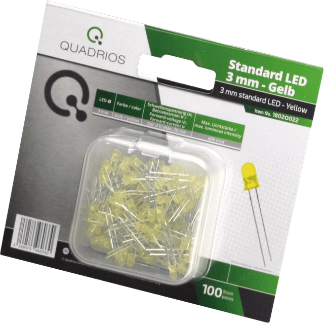 QUAD 1802O022 - LED 3 mm - Farbe Gelb, 100 Stück