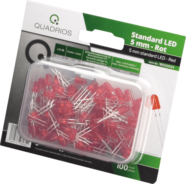 QUAD 1802O024 - LED 5 mm - Farbe Rot, 100 Stück