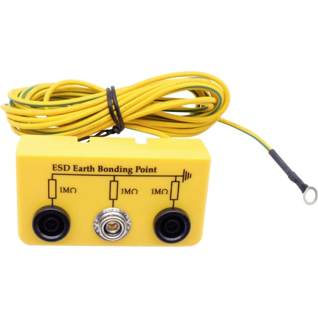 QUAD 1903EC062 - ESD Erdungsbox 2 x Bananenbuchse, 1 x Druckknopf 10 mm, 3 m Ansc