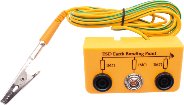 QUAD 1903EC063 - ESD Erdungsbox 2 x Bananenbuchse, 1 x Druckknopf 10 mm, 3 m Ansc